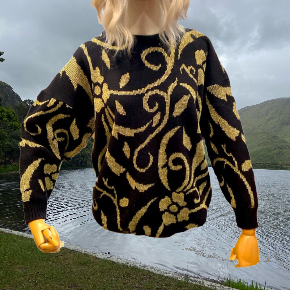 Vintage Black and Gold 80s sweater Ellen-D Kollection Medium